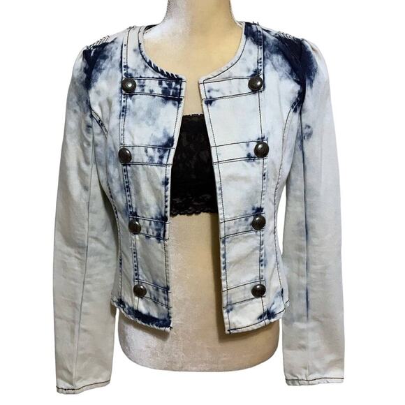 Forever 21 Stone Wash Jean Jacket Juniors L Women M - Picture 1 of 12